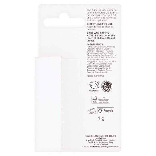 Superdrug Shea Butter Lip Balm 4g
