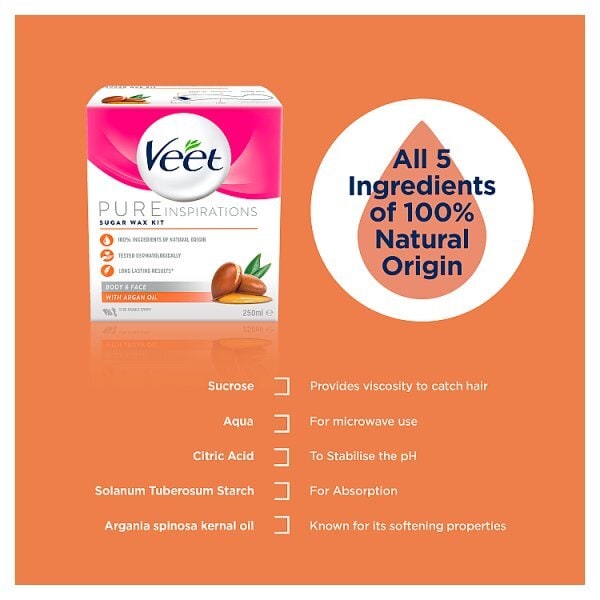 Veet Pure Inspiration Hot Sugar Wax Argan Oil 250ml