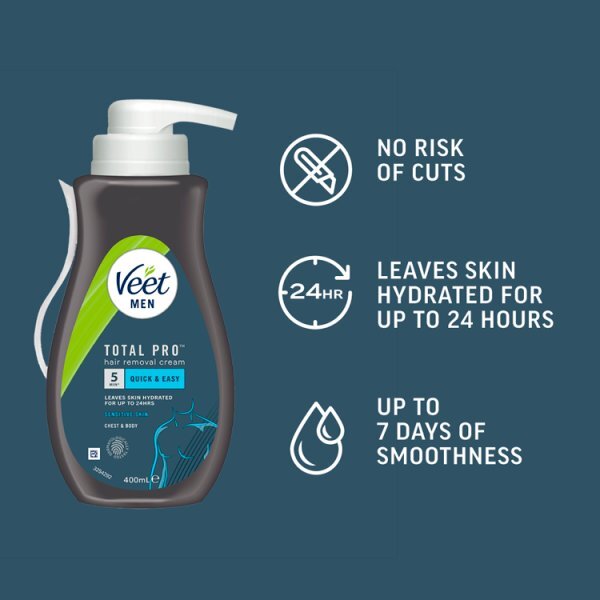 Veet Men Hair Removal Cream Chest & Body Sensitive 400ml