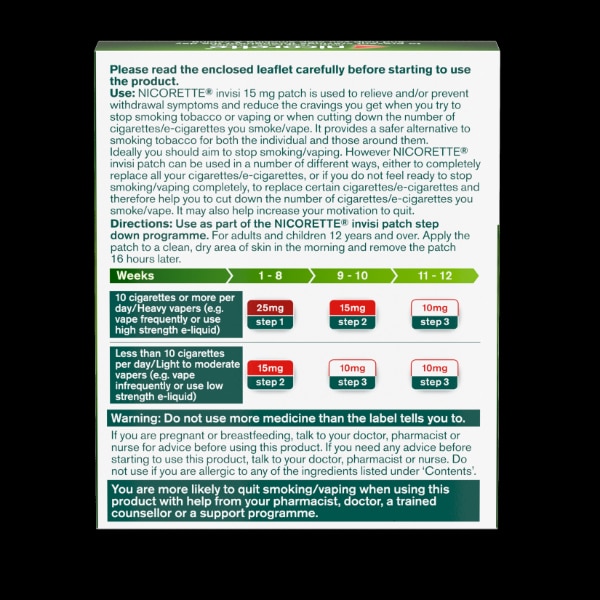 Nicorette invisi Nicotine Patch 15mg 7 Step2 (Stop Smoking)