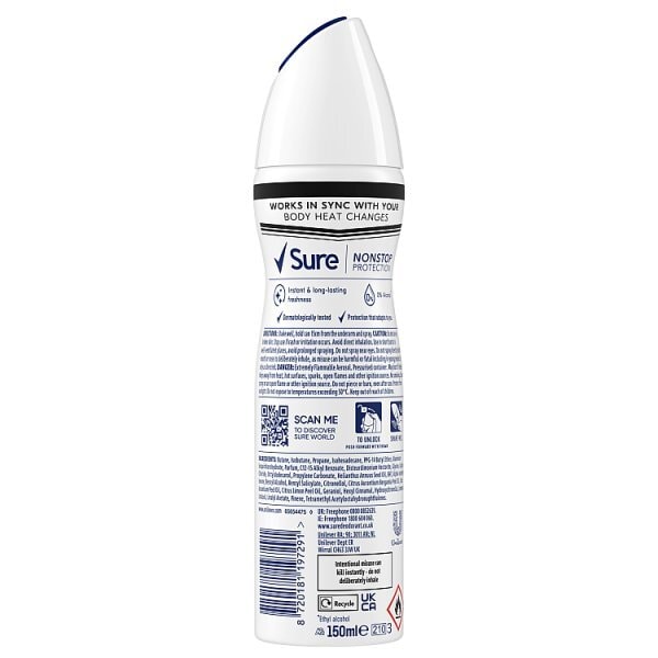 Sure Nonstop Invisible Black & White Anti-Perspirant Aerosol 150 ml