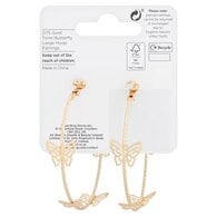 Superdrug Gold Tone Butterfly Large Hoop Earrings