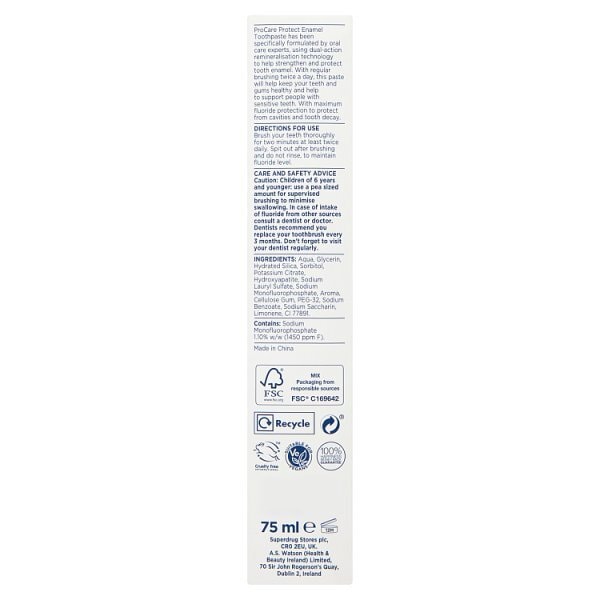 Superdrug ProCare Enamel Protect Toothpaste 75ml