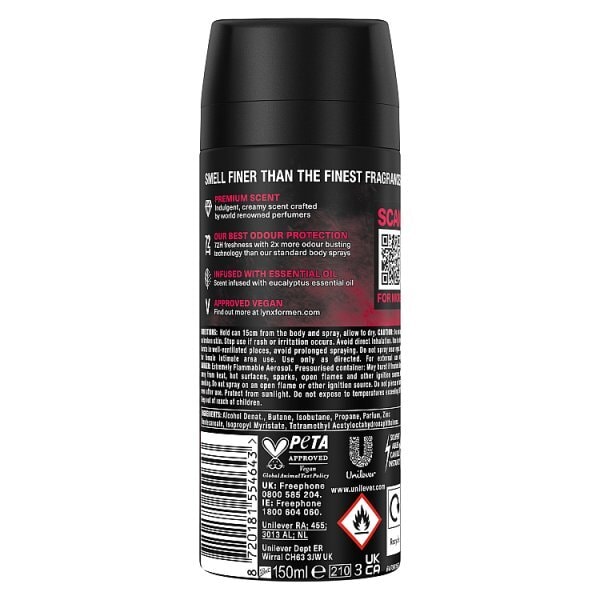 Lynx 72Hr Fine Fragrance Cherry Spritz Body Spray 150Ml