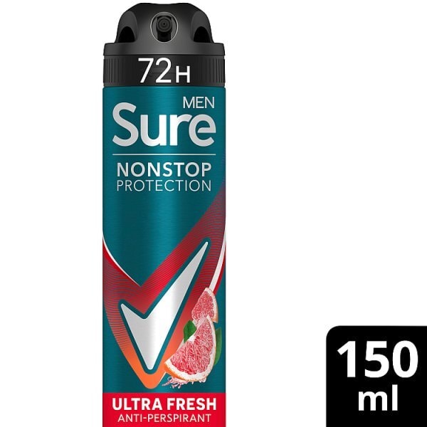 Sure Mens Anti-Perspirant Aerosol Ultra Fresh Nonstop 150ml