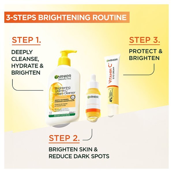 Garnier Vitamin C Brightening Cream Cleanser for Glowing Skin 250ml