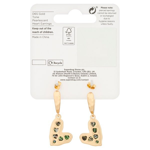 Superdrug Gold Tone Pearlescent Heart Earring