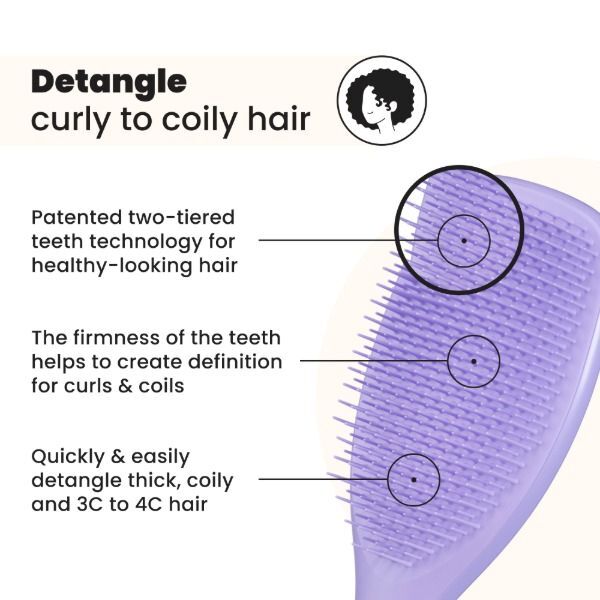 TT LARGE DETANGLER CURLY COILY PURPLE
