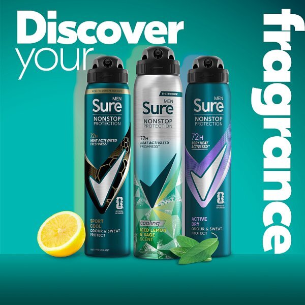 Sure Men Nonstop Protection Iced Lemon & Sage Aerosol Deodorant 250ml
