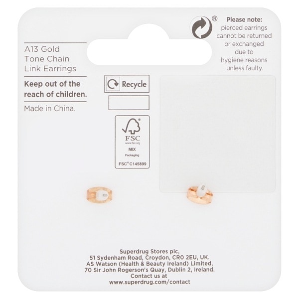 Superdrug Gold Tone Chain Link Earrings