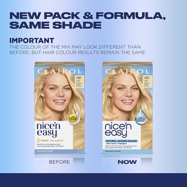 Clairol Nice'N Easy Crème Permanent Hair Dye SB1 Light Beach Blonde