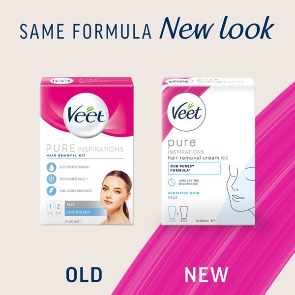 Veet Pure Hair Removal Kit Face Sensitive Skin 2 x 50ml