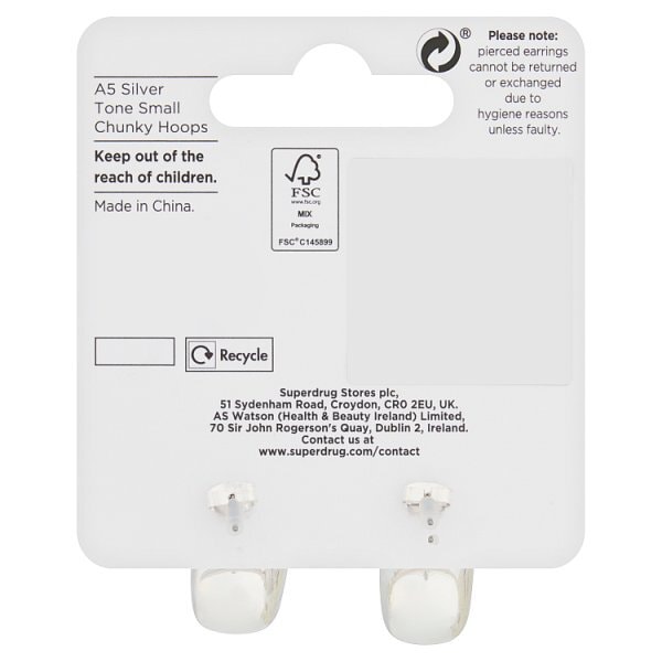 Superdrug Silver Tone Small Chunky Hoops