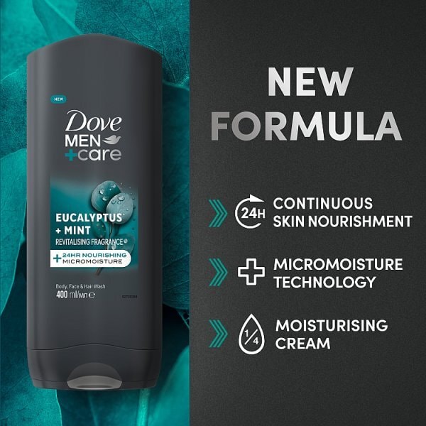 Dove Men+Care Eucalyptus + Mint 3-in-1 Hair, Face and Body Wash 400 ml