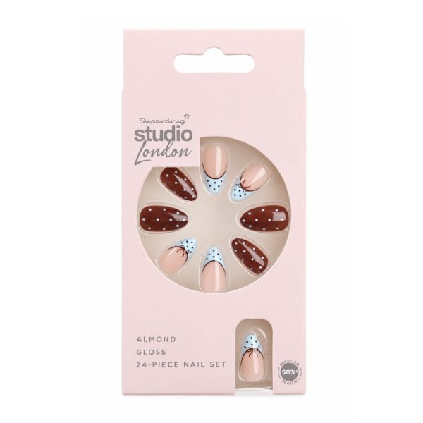 Studio London Blue & Brown Polka Dot False Nails