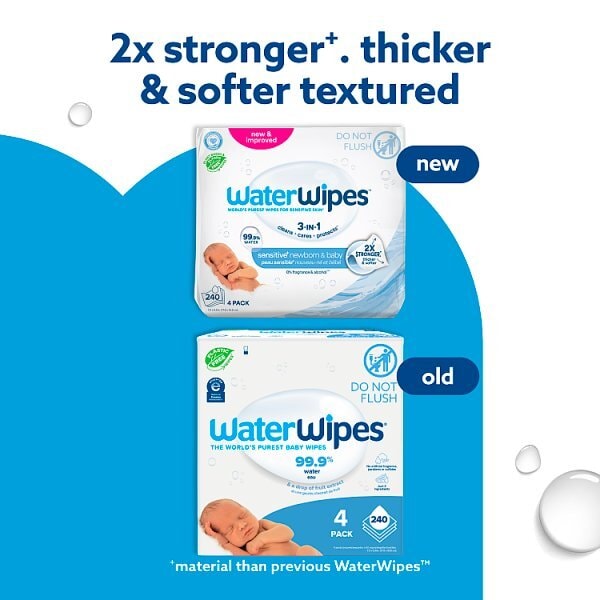 Waterwipes Sensitive Newborn Biodegradable Baby Wipes 4 Pk
