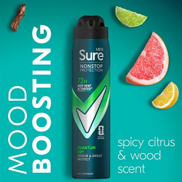 Sure Men Antiperspirant Deo Aerosol Nonstop Quantum 250ml