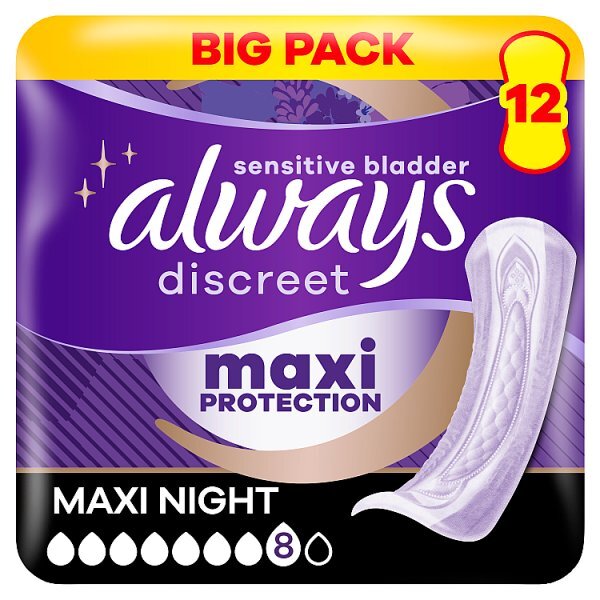 Always Discreet Incontinence Pads Plus Ultimate Night X12