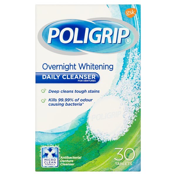 Poligrip Whitening Daily Cleansers 30pk