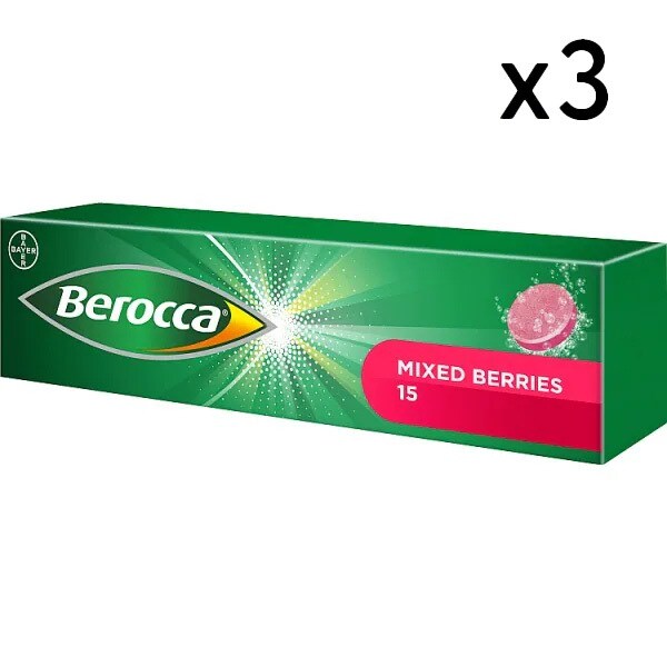 Berocca Mixed Berries Energy Vitamin Tablets x3 Bundle