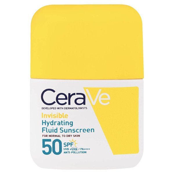 CeraVe Invisible Hydrating Fluid Sunscreen SPF 50 for normal to dry skin with 3 essential ceramides 50ml