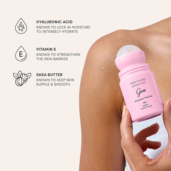 Gem Skin-Loving Roll On Deodorant: Coconut Vanilla 50ml