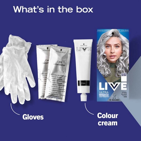 LIVE UltraBrights Semi-permanent Silver Hair Dye SteelSilver