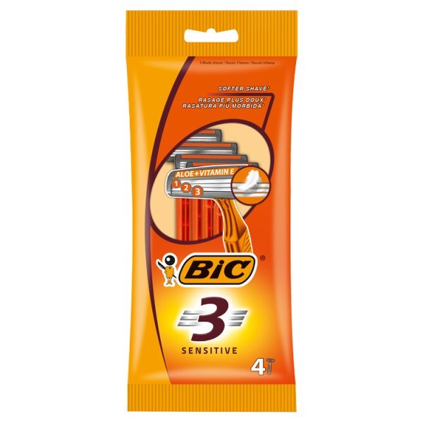 BIC 3 Sensitive Shaver x 4