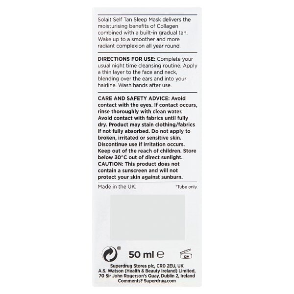 Solait Overnight Tan Mask with Collagen 50ml