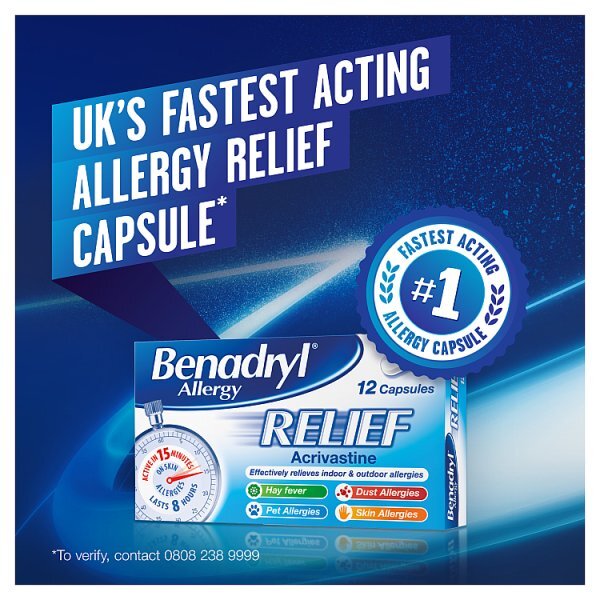 Benadryl Allergy & Hayfever  Acrivastine Tablets 12s