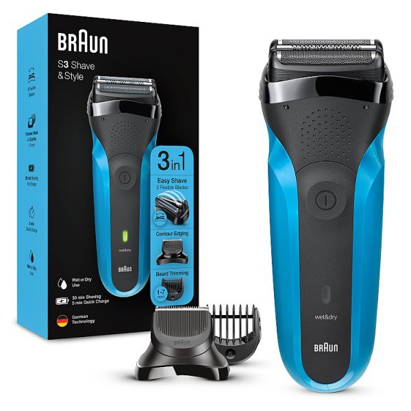 Braun Series 3 310BT Electric Wet&Dry Shaver, Black/Blue