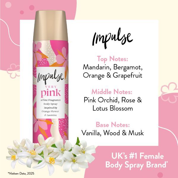 Impulse Body Spray Deodorant Very Pink 75ml