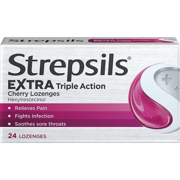 Strepsils Extra Cherry Throat & Pain Relief Lozenges 24s