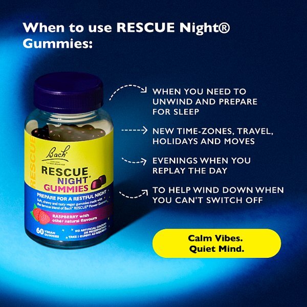 Bach" Rescue Night - 60 GummiesVegan, Raspberry Flavoured