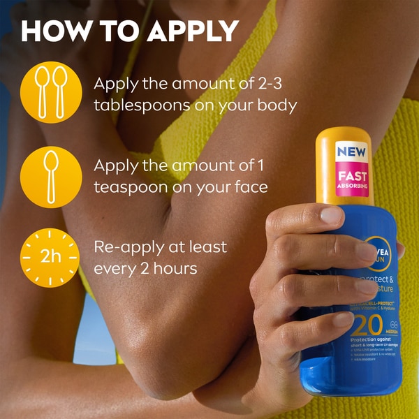 NIVEA SUN Sun Cream Spray Protect & Moisture SPF20 200ml