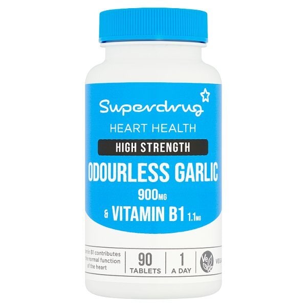 Superdrug High Strength Odourless Garlic 900mg + B1 Thiamin 90s