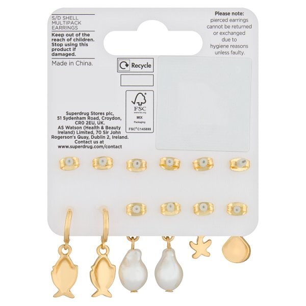 Superdrug Shell Multipack Earrings