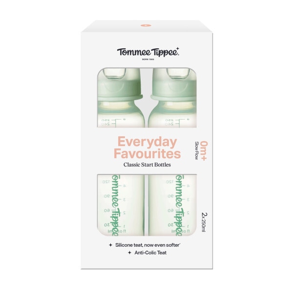 Tommee Tippee Classic Start Baby Bottles, Pack of 2, 250ml