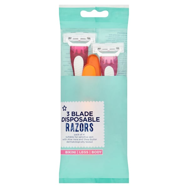 Superdrug Female Triple Blade Scented Disposable Razors x4