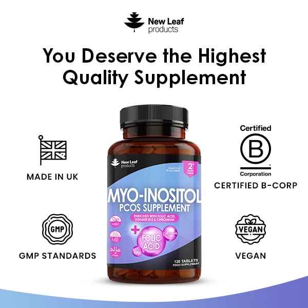 New Leaf Myo-Inositol PCOS Supplement + Folic Acid & B12