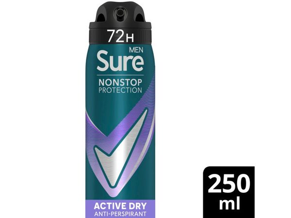 Sure Men Nonstop Protection Active Dry Anti-Perspirant Aerosol 250 ml