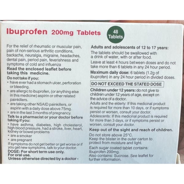 BRISTOL IBUPROFEN 200MG TABLETS 48S.