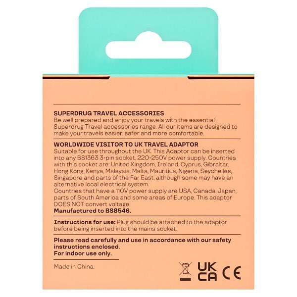 Superdrug Visitor to UK Travel Adaptor