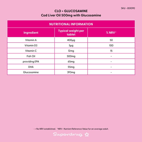 Superdrug Cod Liver Oil 500mg & Glucosamine 30s