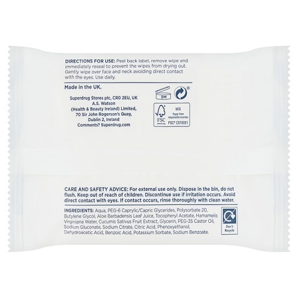 Superdrug Biodegradable Micellar Facial Wipes x25