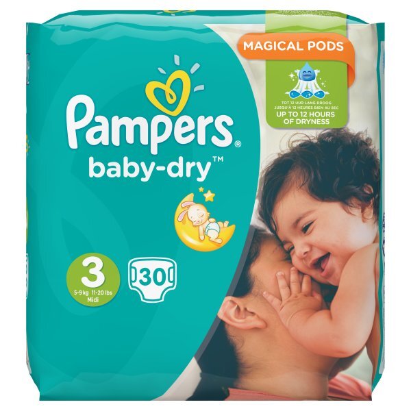 Pampers Baby-Dry Size 3 Midi Carry Pack 30 Nappies