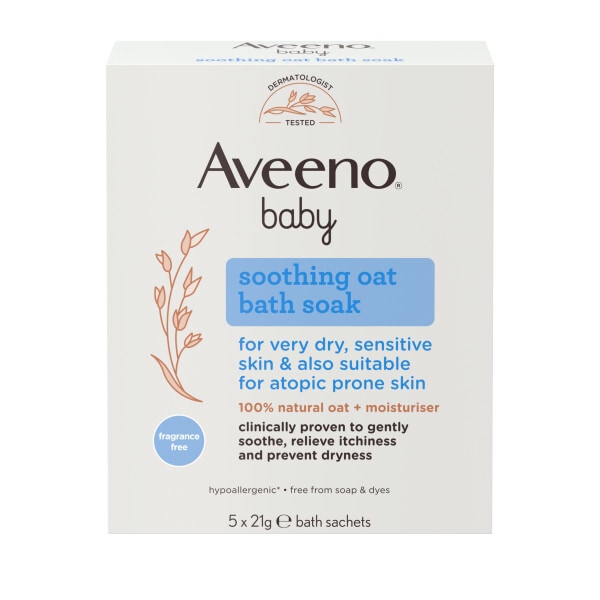 DNR Aveeno Baby Soothing Oat Bath Soak - 5 X 21G Sachets