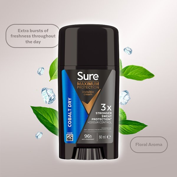 Sure Men Maximum Protection Cobalt Dry Anti-Perspirant Deodorant Cream Stick 60ml
