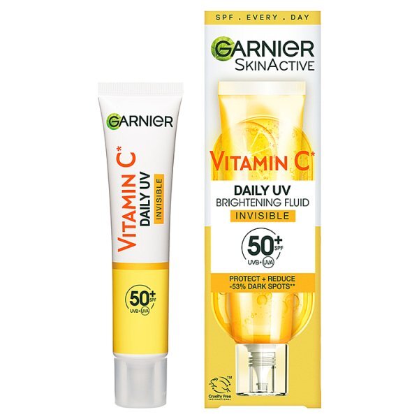 Garnier Vitamin C Daily UV Invisible Brightening Fluid SPF50+ Prevents & Corrects Damage 40ml