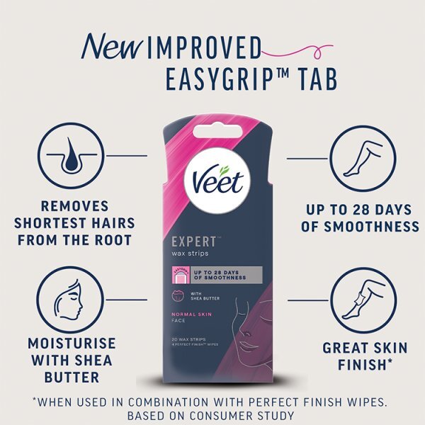 Veet Expert Cold Wax Strips Face Normal 20s